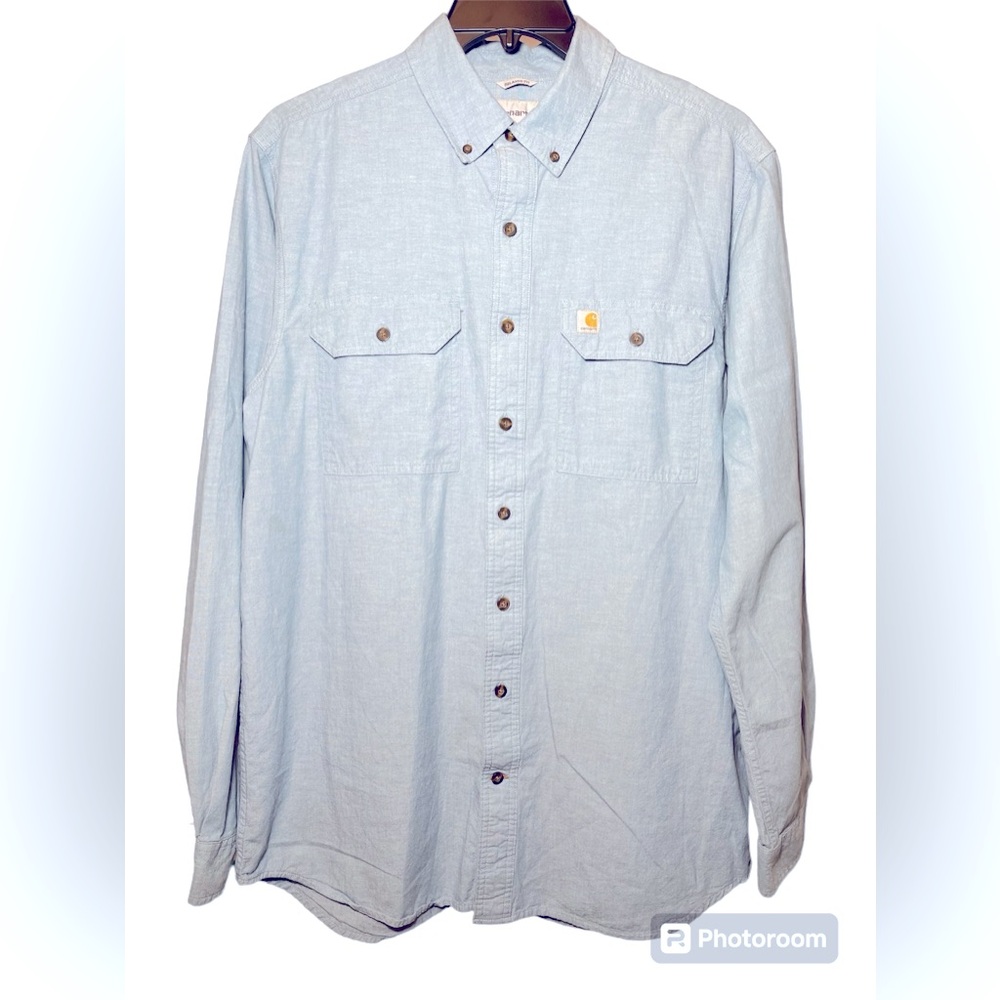 Carharrt Mens button down long sleeve cotton shirt size large tall relaxed fit